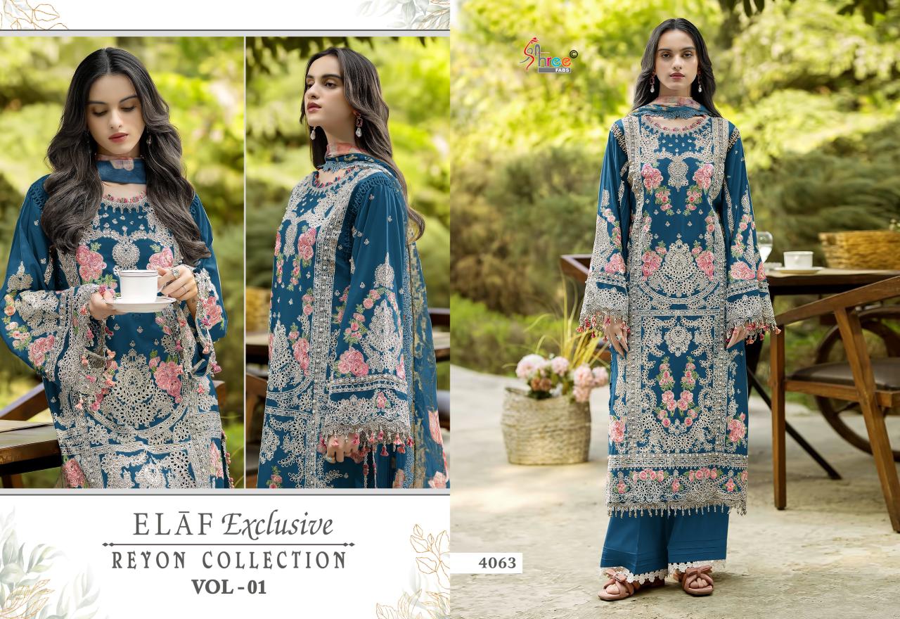Shree Elaf Exclusive Vol 1 Chiffon Dupatta Rayon Pakistani Salwar Kameez