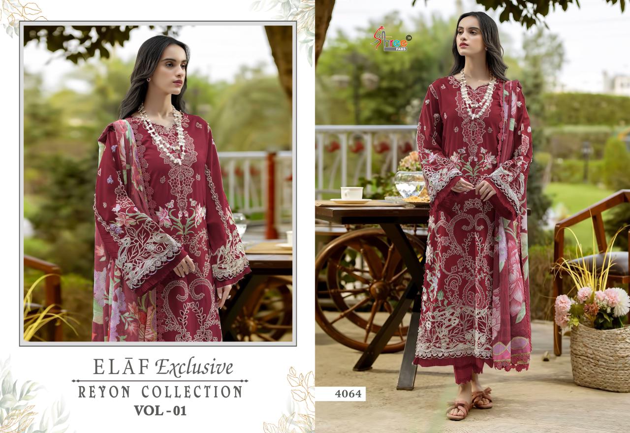 Shree Elaf Exclusive Vol 1 Chiffon Dupatta Rayon Pakistani Salwar Kameez