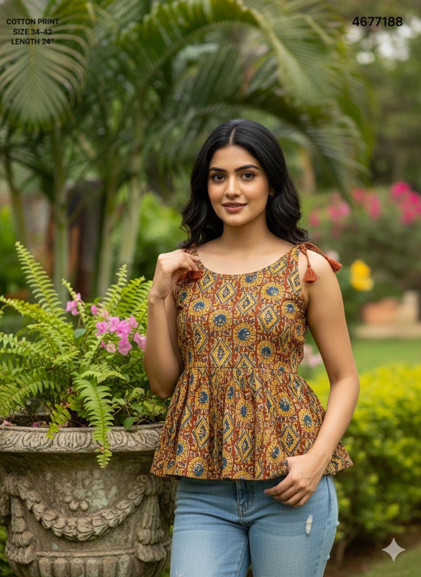 Naisha K 349 Vol 2 Cotton Print Sleeveless Short Top Collection