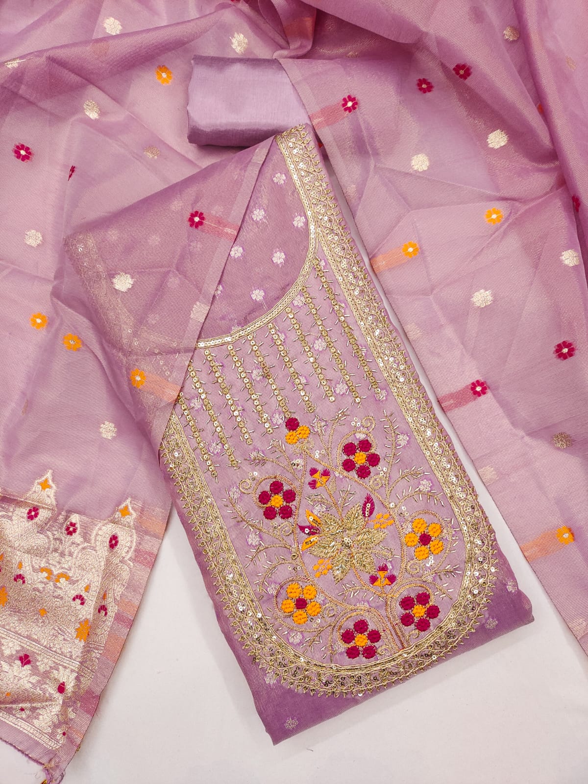 Designer London Queen Simmer Silk  Booti Dress Material Collection 