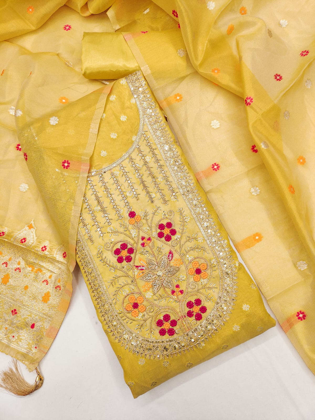 Designer London Queen Simmer Silk  Booti Dress Material Collection 