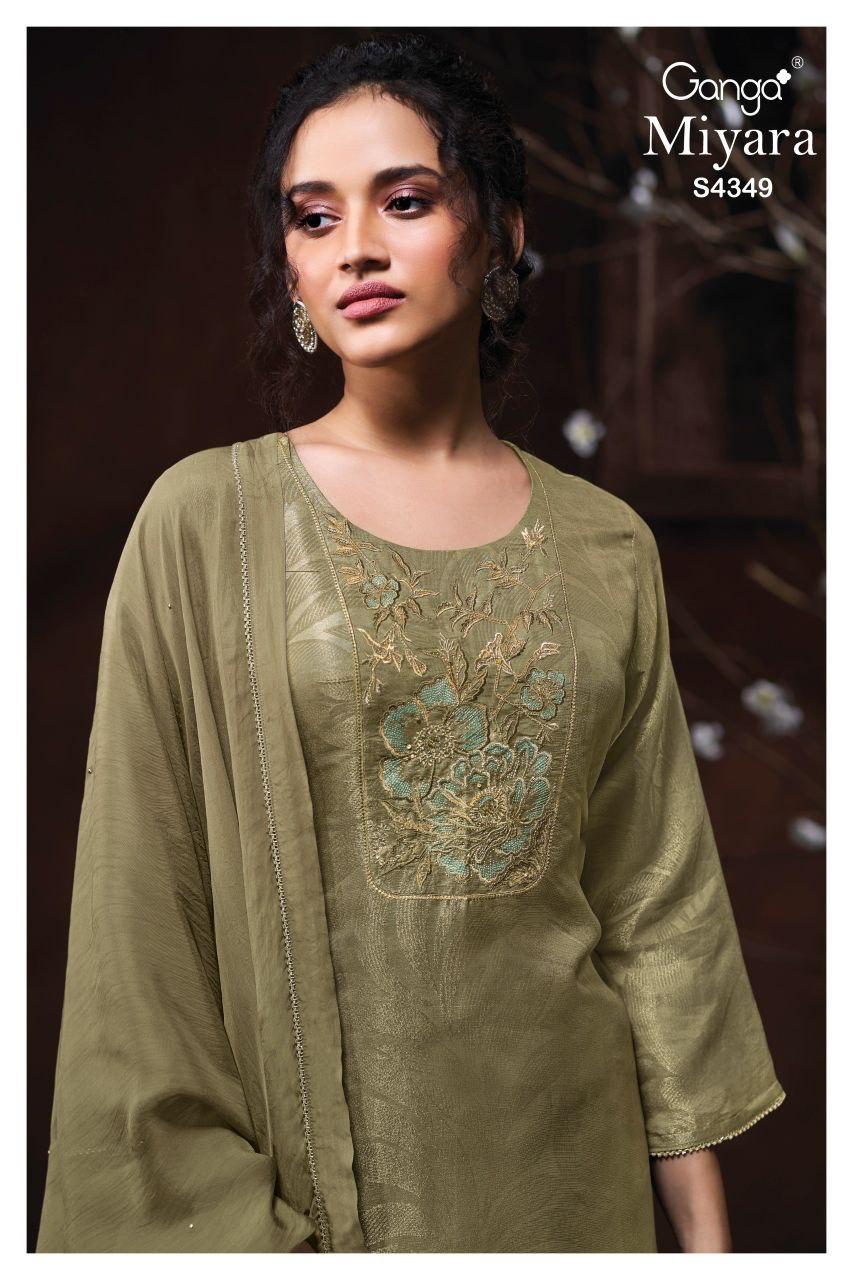 Ganga Miyara 4349 Bemberg Silk Embroidery Handwork Salwar Kameez