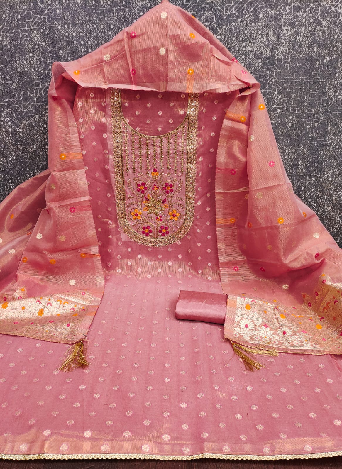 Designer London Queen Simmer Silk  Booti Dress Material Collection 