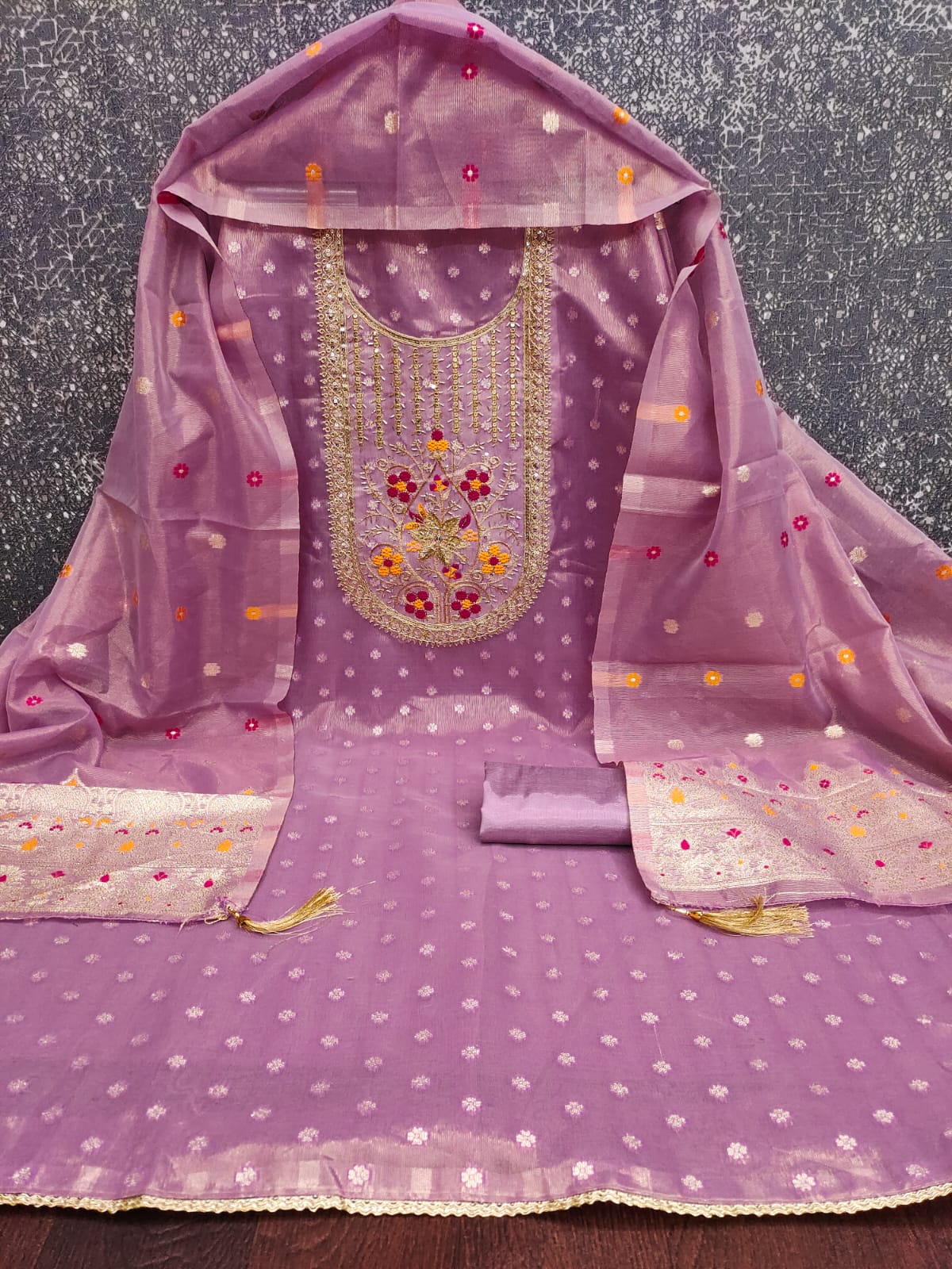 Designer London Queen Simmer Silk  Booti Dress Material Collection 