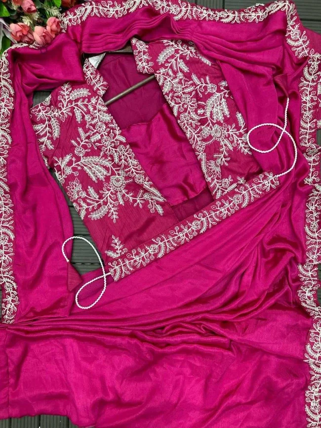 Bt 7083 Chinon Embroidered Ready To Wear Saree Collection