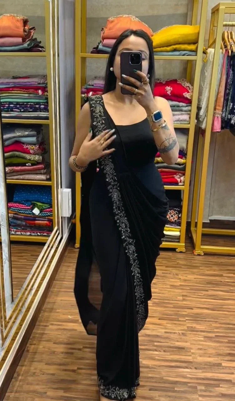 Bt 7083 Chinon Embroidered Ready To Wear Saree Collection