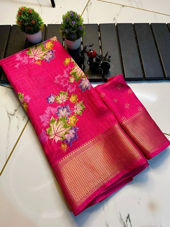 Qalamqari Flower 1 Dola Silk Saree Collection