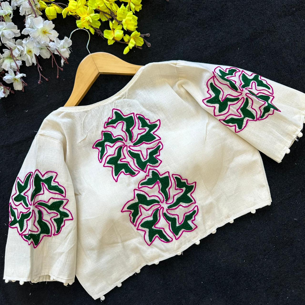 Fab Hand Aplic Vol 1 Khadi Cotton Blouse Collection