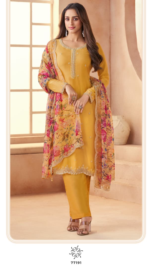 Vinay Kuleesh Anmol Organza With Embroidery Work Salwar Kameez