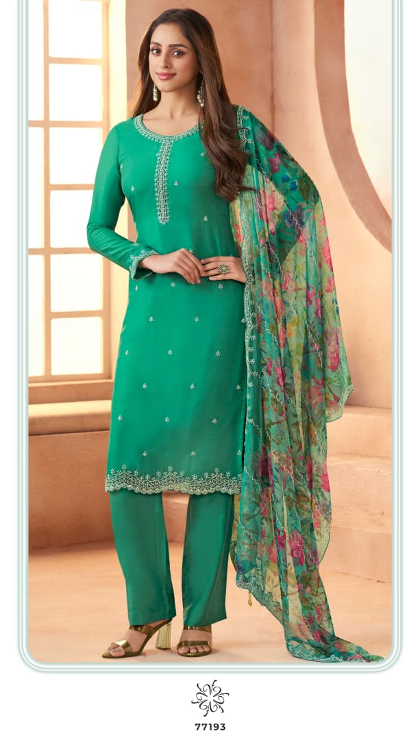 Vinay Kuleesh Anmol Organza With Embroidery Work Salwar Kameez