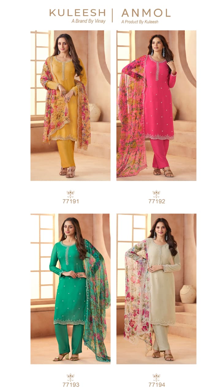 Vinay Kuleesh Anmol Organza With Embroidery Work Salwar Kameez
