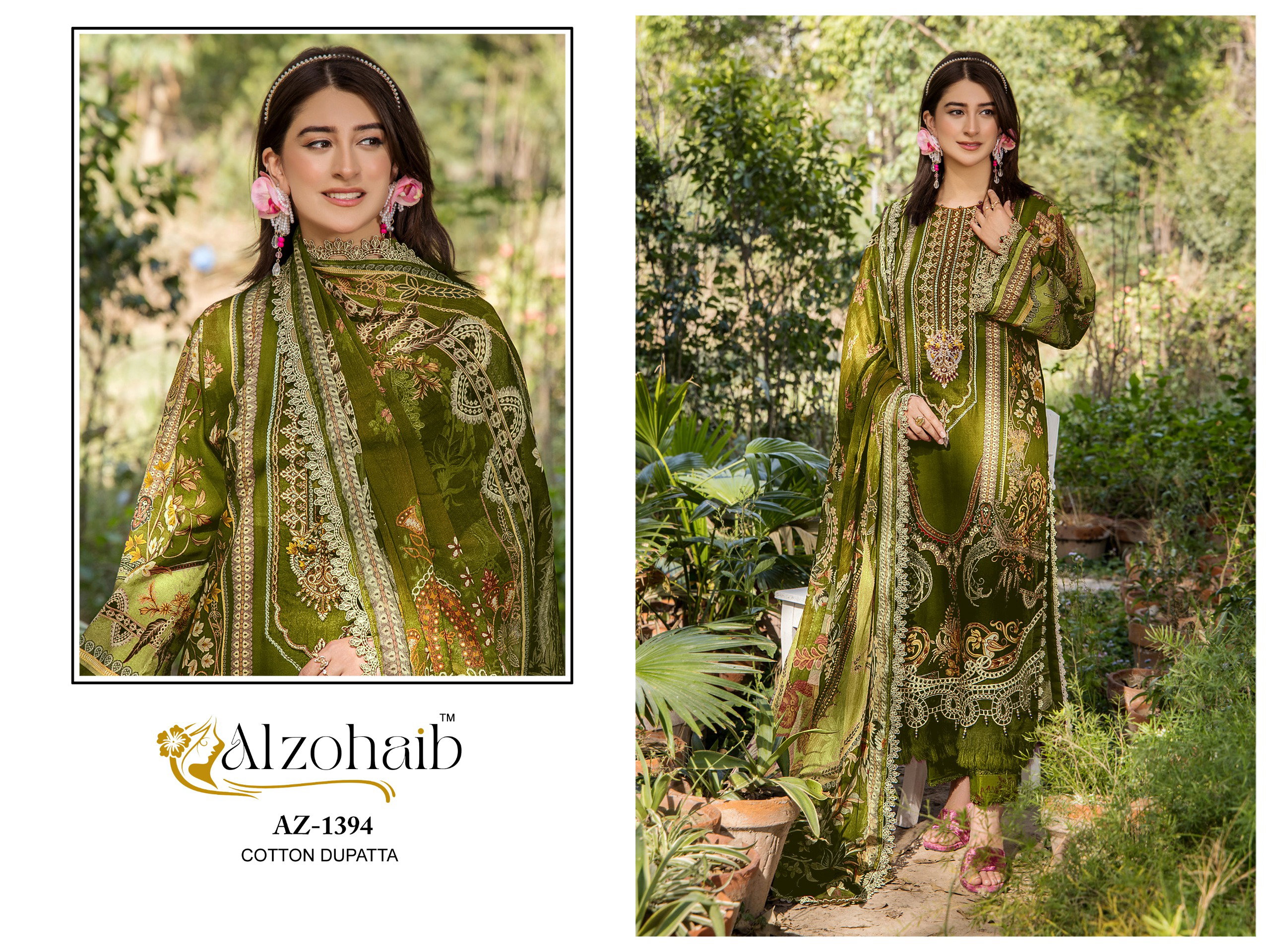 Alzohaib Aalsha Vol 2 Chiffon Dupatta Cotton Pakistani Salwar Kameez