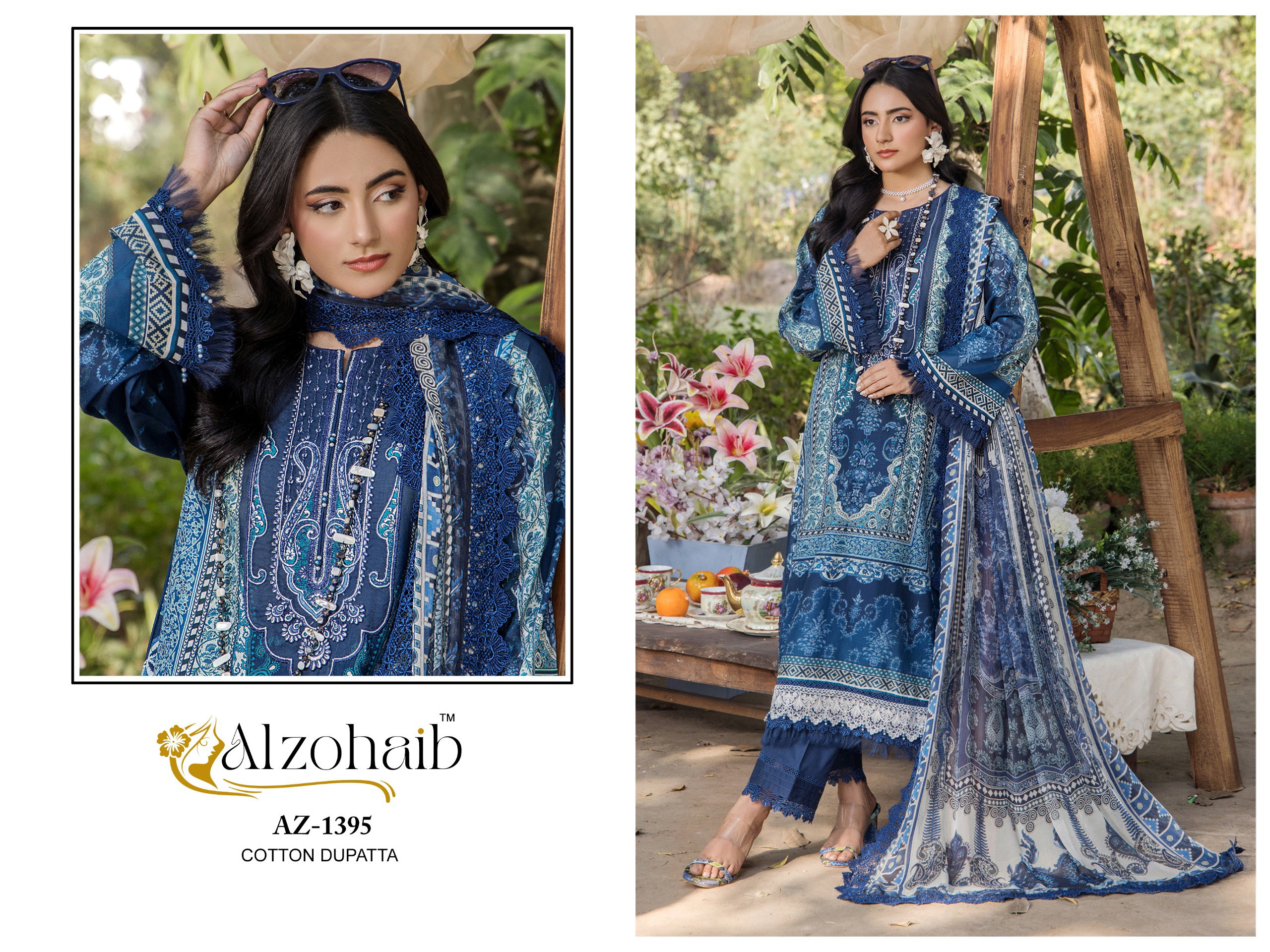 Alzohaib Aalsha Vol 2 Chiffon Dupatta Cotton Pakistani Salwar Kameez