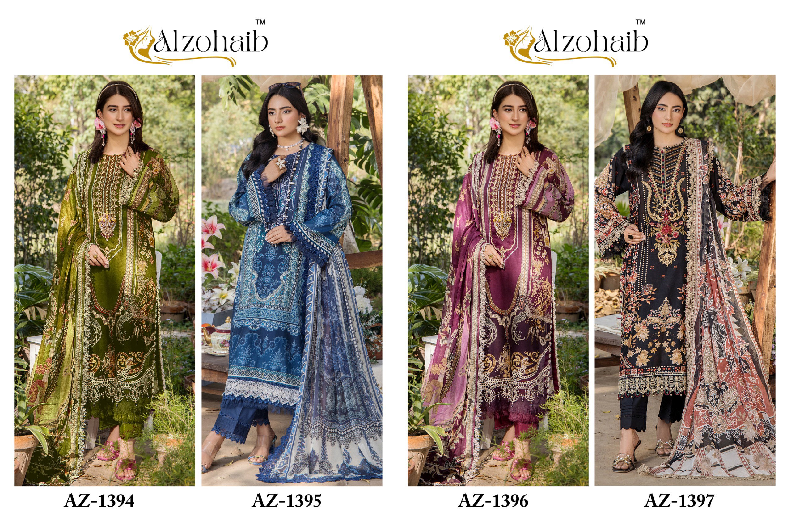 Alzohaib Aalsha Vol 2 Chiffon Dupatta Cotton Pakistani Salwar Kameez