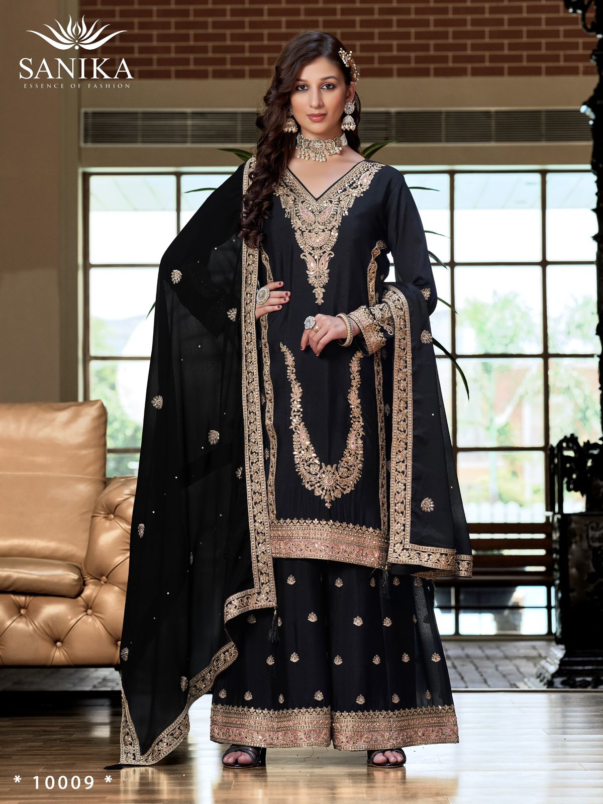 Sanika Kalki Premium Chinon Silk Embroidery and Hand Worked Readymade Salwar Suit