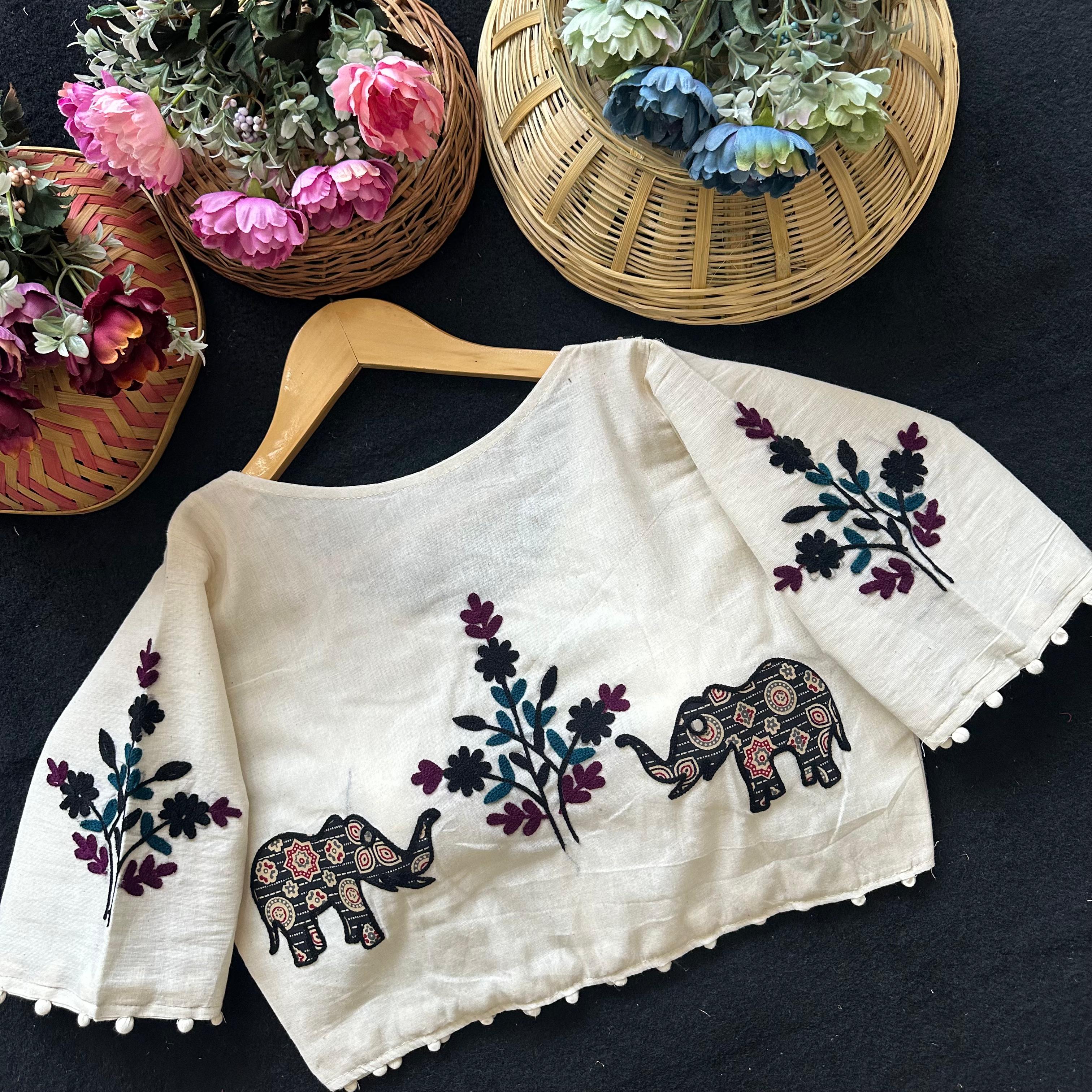 Fab Ajrakh Aplic Vol 1 Camric Cotton Thread Blouse Collection