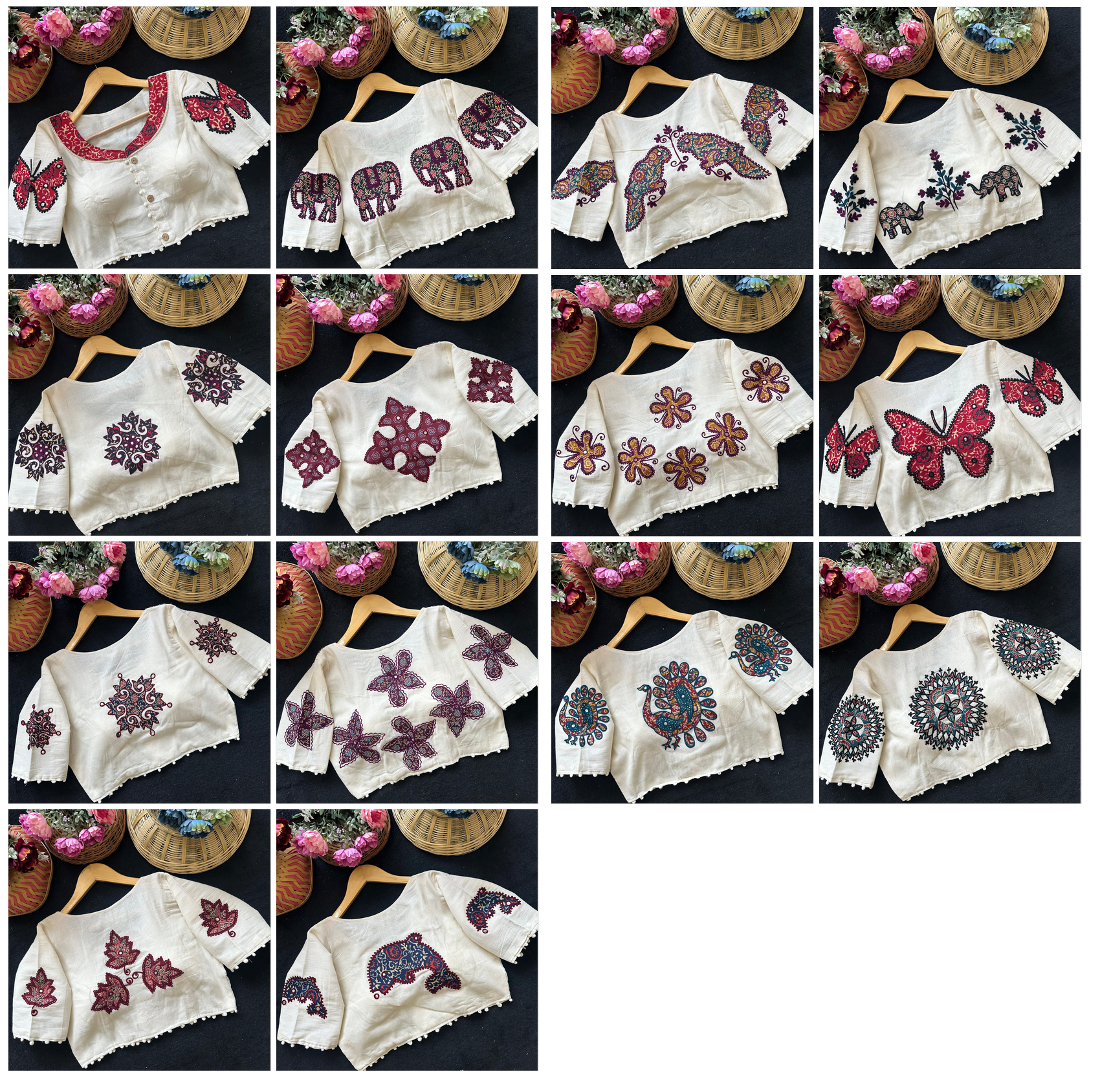 Fab Ajrakh Aplic Vol 1 Camric Cotton Thread Blouse Collection