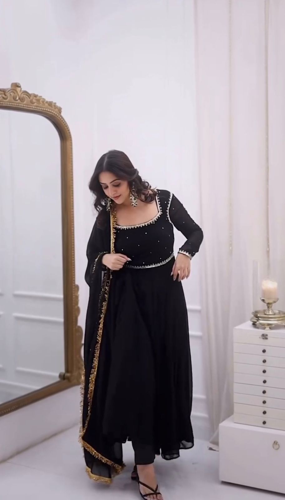 Glory 5966 Faux Georgette Anarkali Gown With Pent And Dupatta