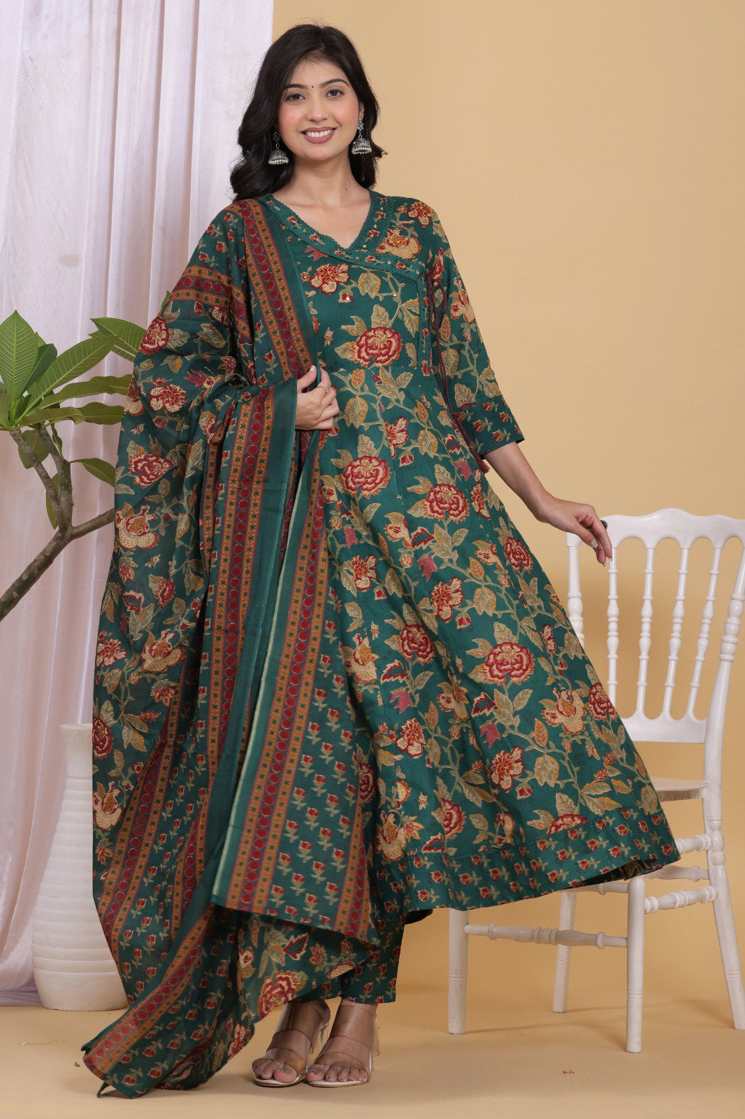 Naisha K 524 Cotton Beautiful Designer Anarkali Pant And Dupatta
