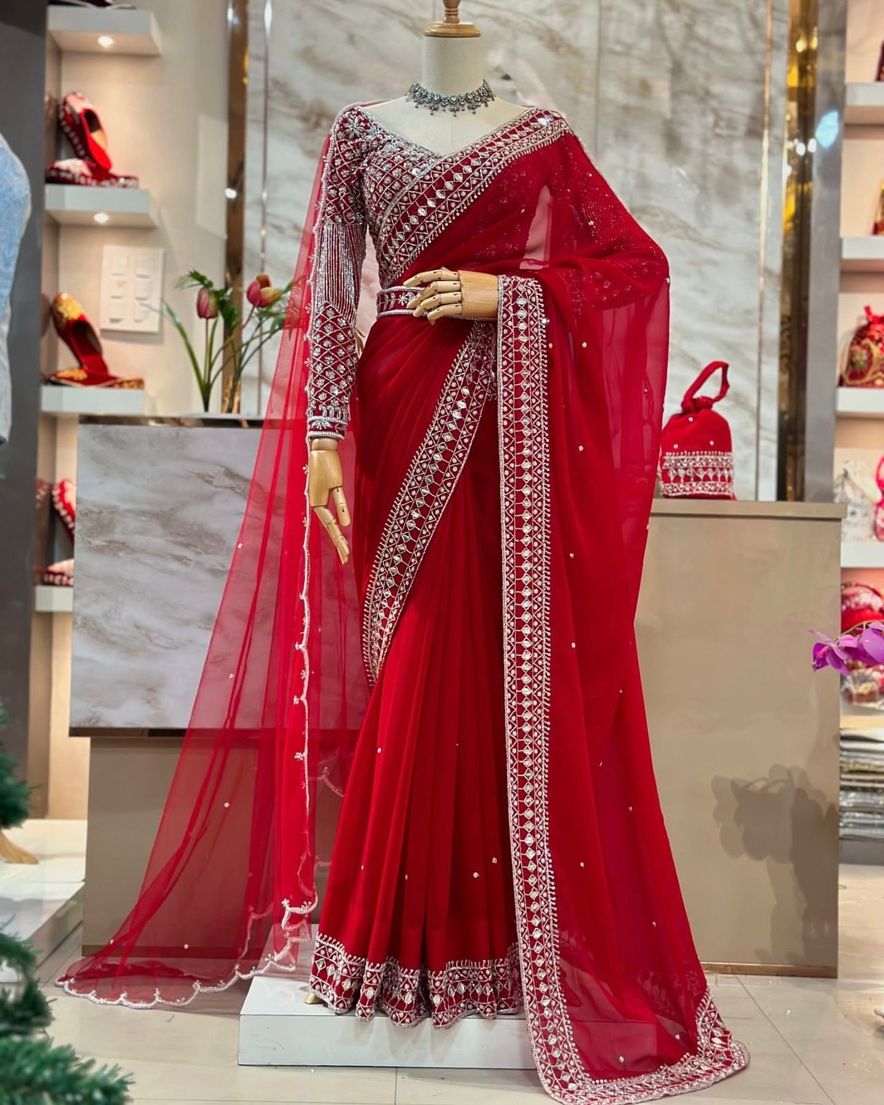 Glory KD 606 Tibby Silk With Pearl Work Designer Saree
