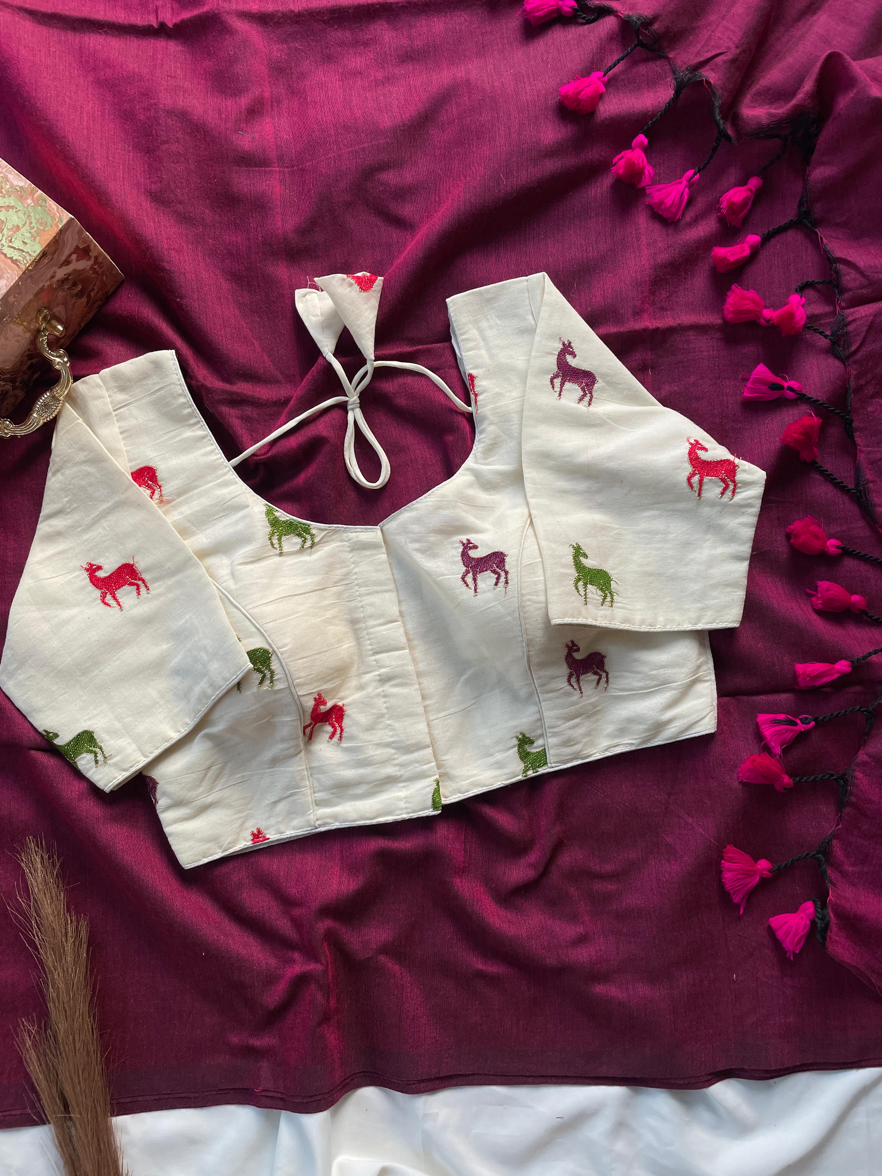 Khadi Work Vol 1 Cotton Saree With Designer Blouse