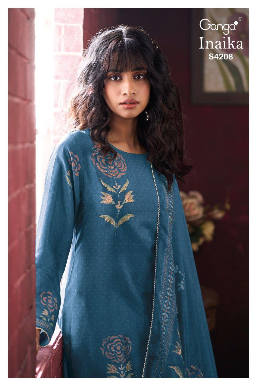 Ganga Inaika 4208 Bemberg Russian Silk Embroidery Salwar Kameez