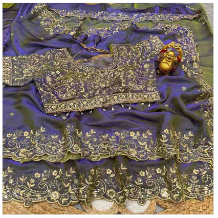 Kc 96 Space Silk Dual Shade Zari Worked Premium Saree Collection