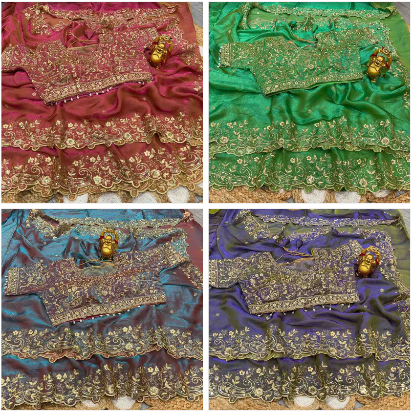 Kc 96 Space Silk Dual Shade Zari Worked Premium Saree Collection