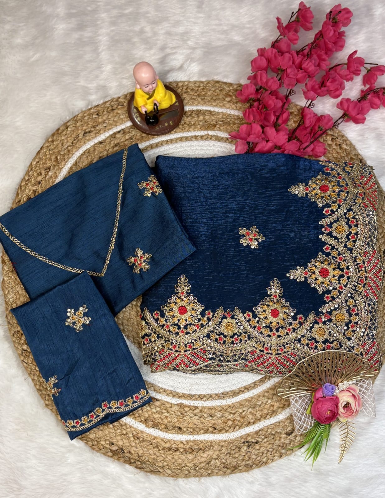 Vt 813 T Fandy Satin Embroidery Thread Worked Designer Saree Collection