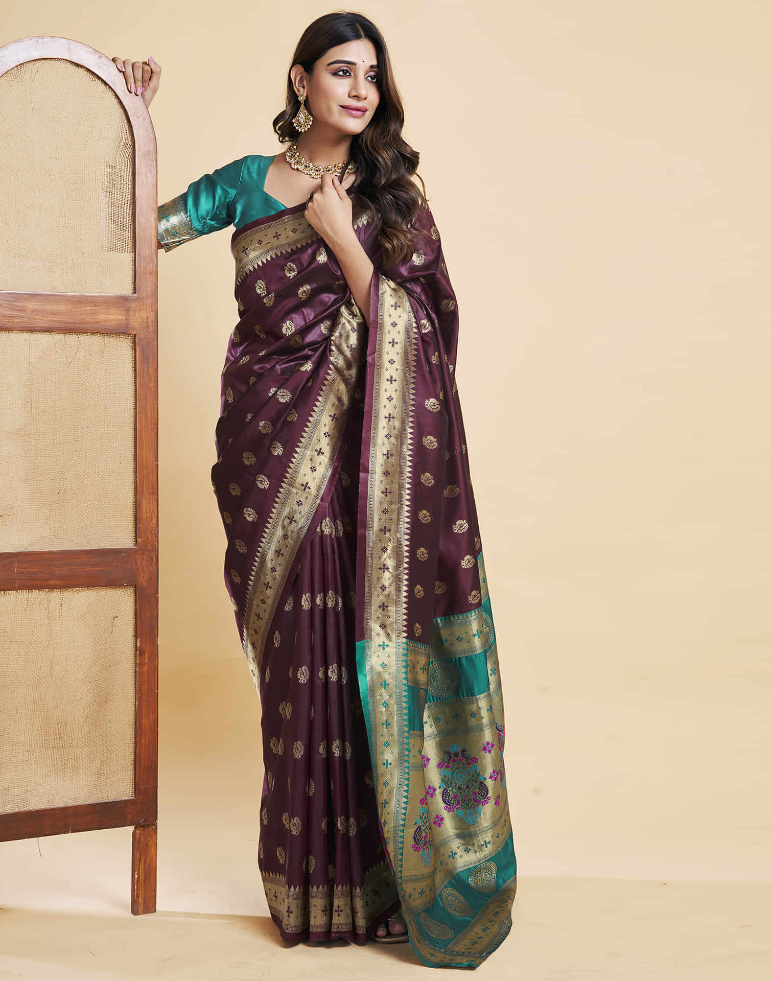 P 201 Paithani Silk Peacock Printed Beautiful Saree Collection