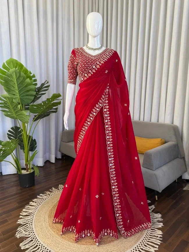Glory KD 619 Fendy Silk Saree With Bead Work