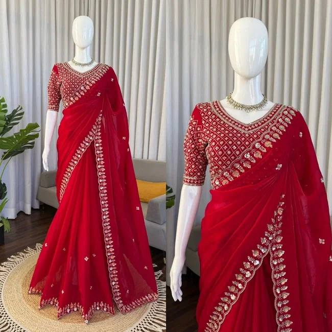Glory KD 619 Fendy Silk Saree With Bead Work