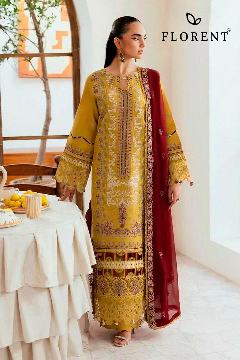 Florent 1051 Cambric Cotton With Embroidery Work Pakistani Salwar Kameez