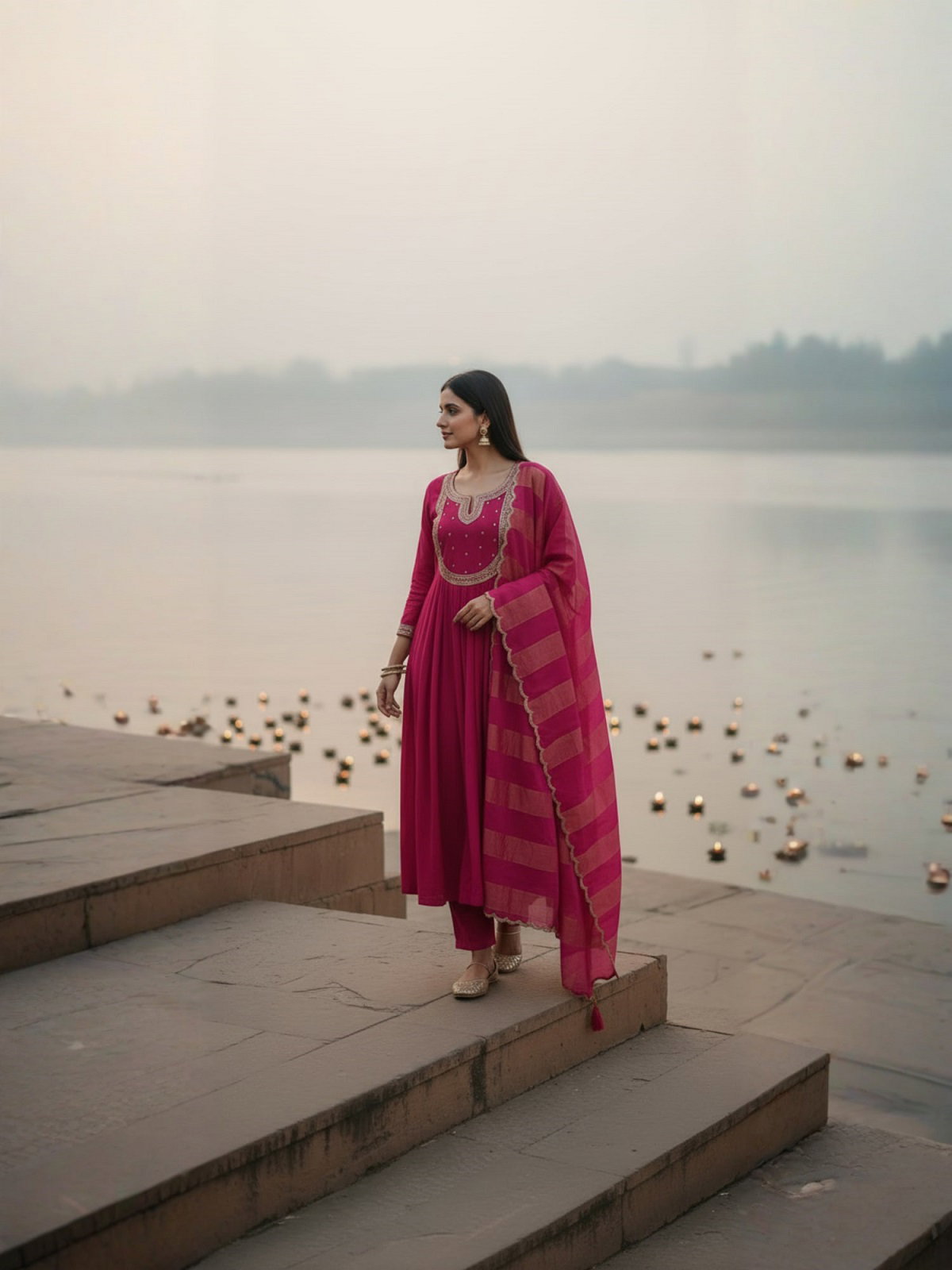 Navya Kurti 188 Party Wear Embroidery Worked Cotton Silk Kurti with Pant and Dupatta Set