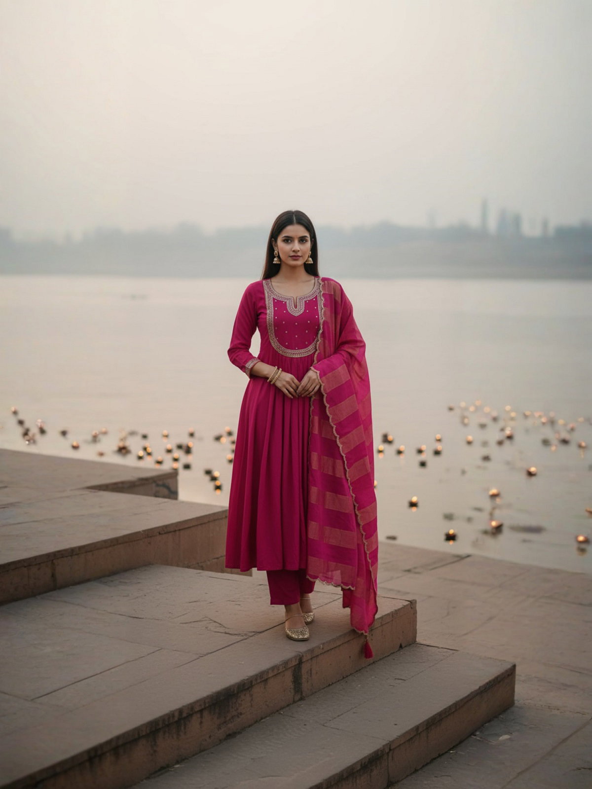 Navya Kurti 188 Party Wear Embroidery Worked Cotton Silk Kurti with Pant and Dupatta Set