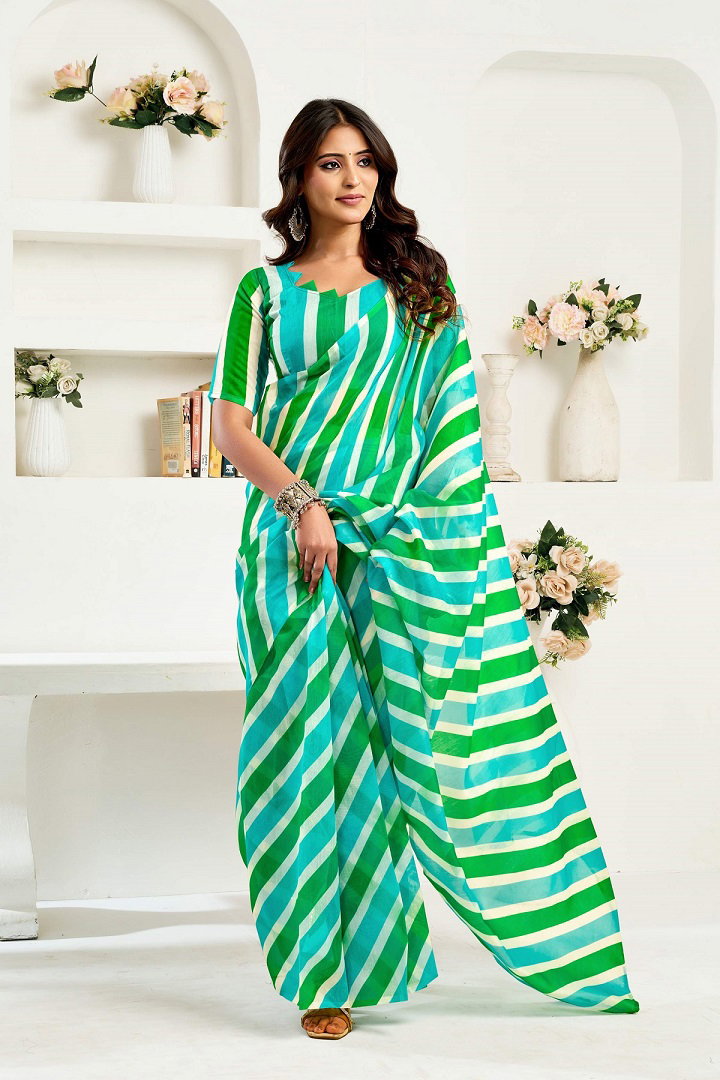 Meera 322 Party Wear Printed Linen Fabric Ready to Wear Saree with Un Stitched Blouse