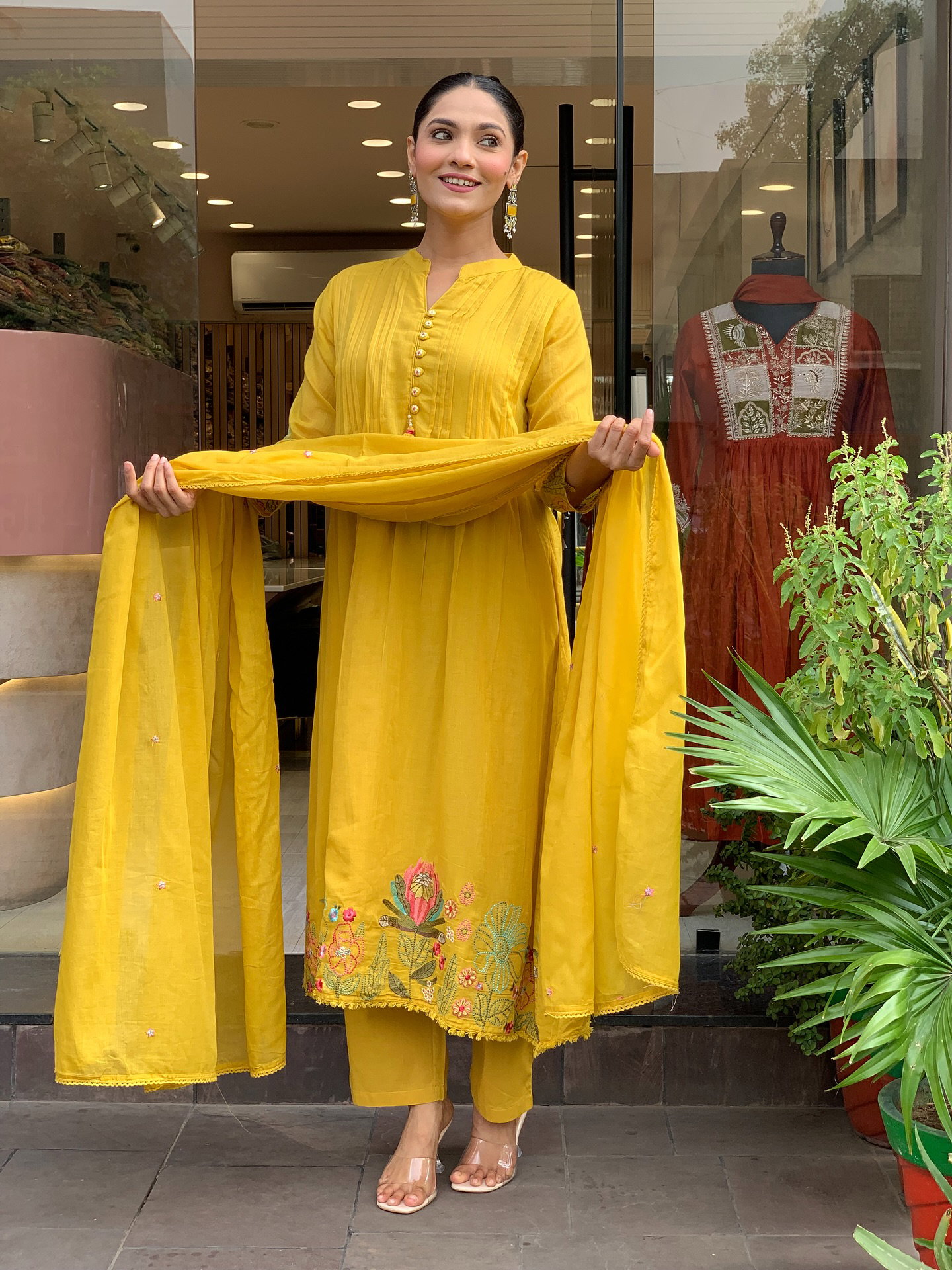 Ganga 01 Chanderi Silk Embroidery Work Kurti Pant And Dupatta