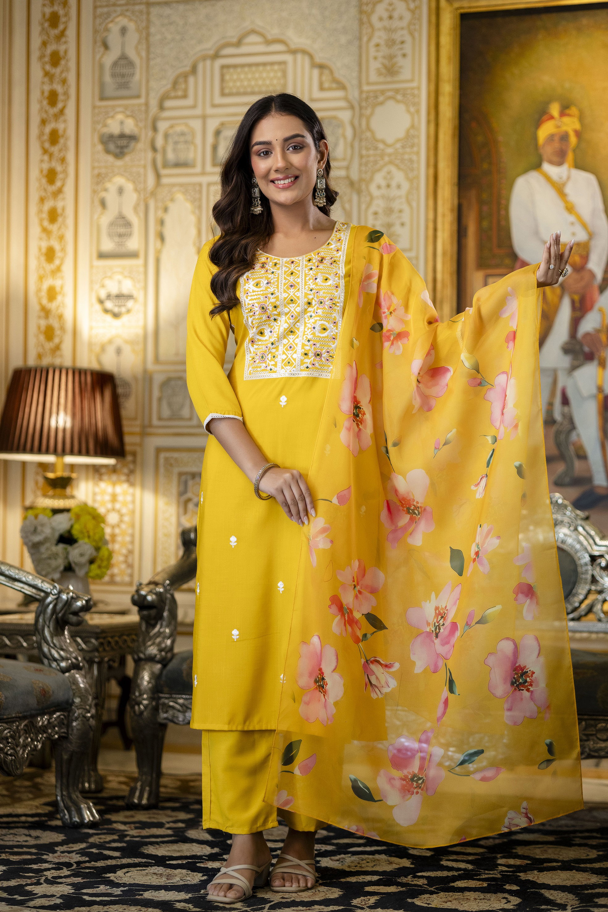 Mv 653 Viscose Rayon Embroidered Designer Kurti Pant And Dupatta