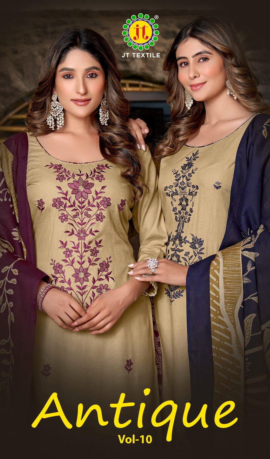 Jt Antique Vol 10 Rayon Sequence Embroidery Dress Material Collection