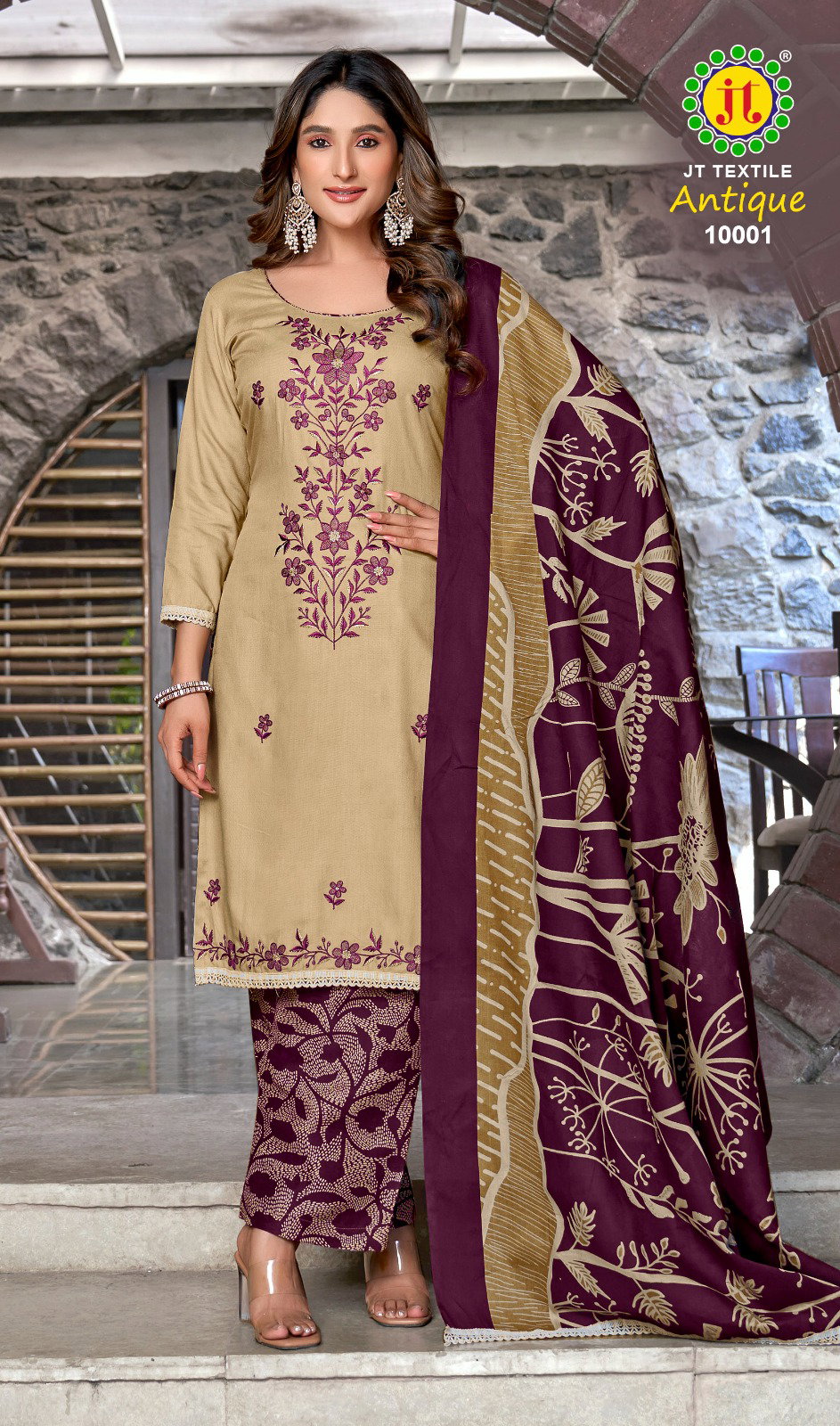 Jt Antique Vol 10 Rayon Sequence Embroidery Dress Material Collection