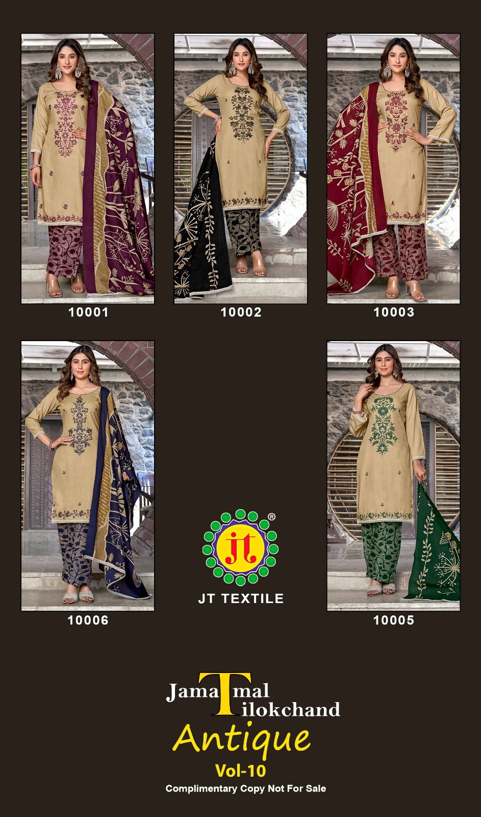 Jt Antique Vol 10 Rayon Sequence Embroidery Dress Material Collection