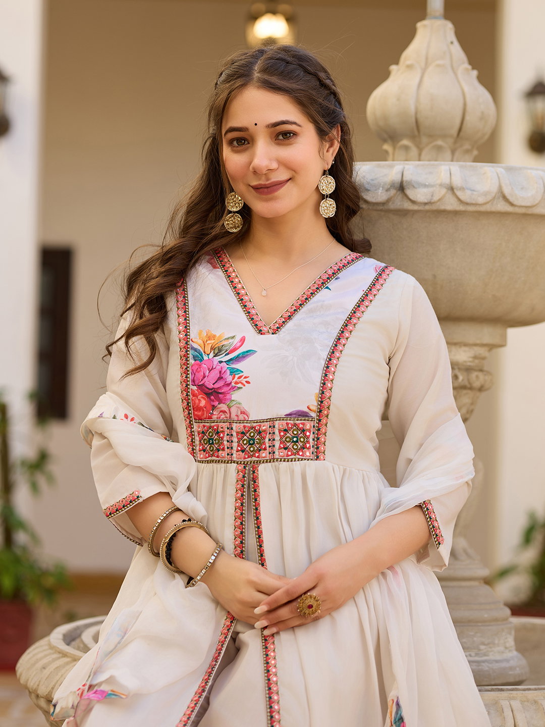 Manali 01 Silk With Embroidery Straight Kurti Pant And Dupatta Collection