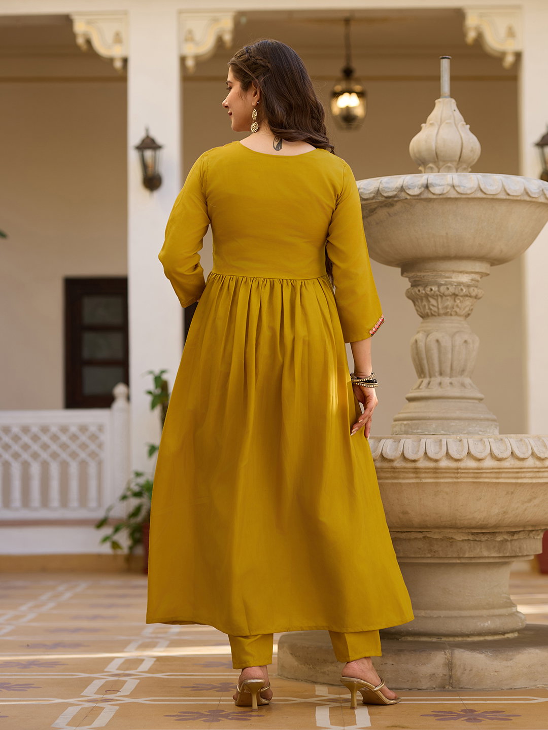 Manali 01 Silk With Embroidery Straight Kurti Pant And Dupatta Collection