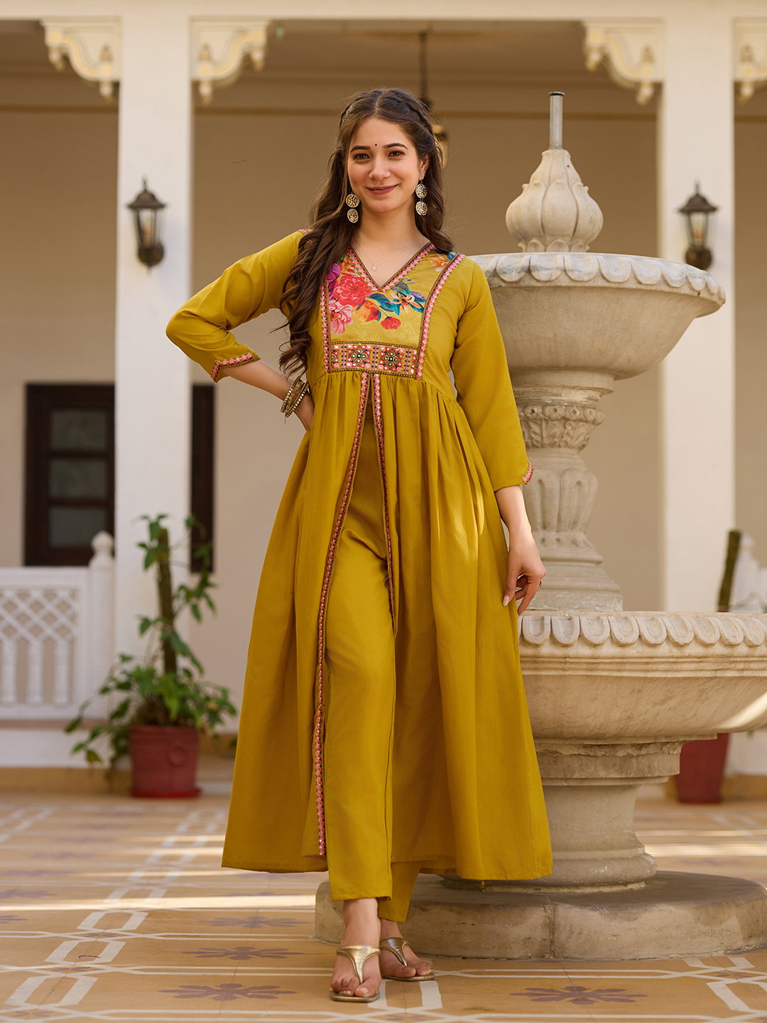 Manali 01 Silk With Embroidery Straight Kurti Pant And Dupatta Collection