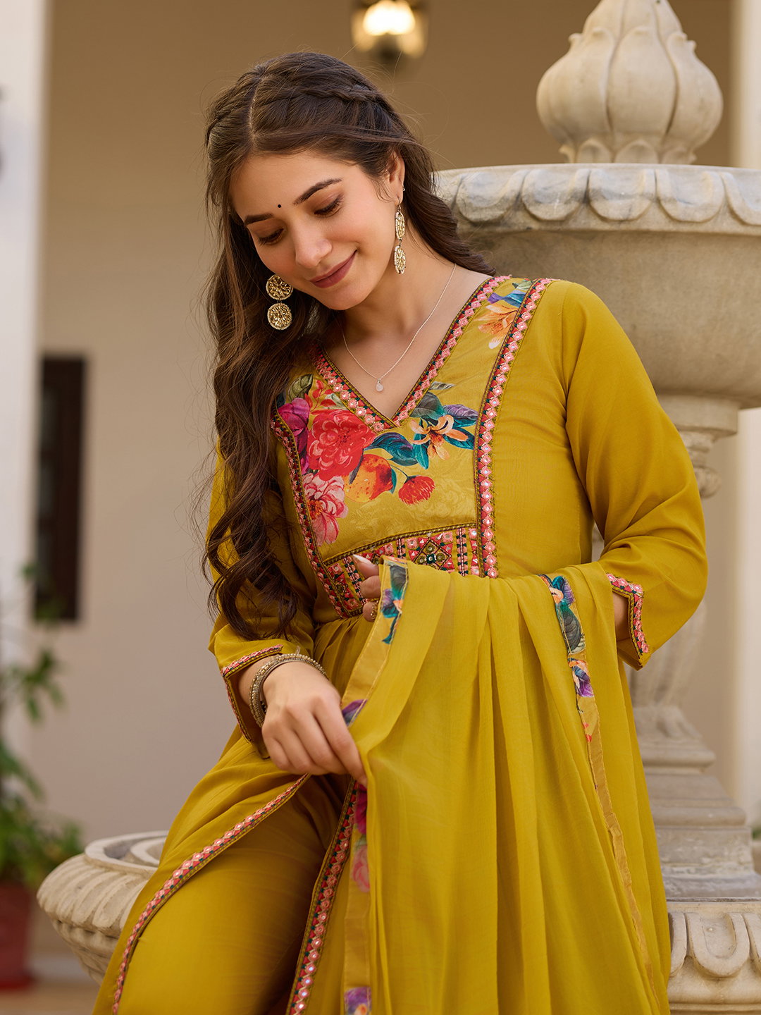 Manali 01 Silk With Embroidery Straight Kurti Pant And Dupatta Collection