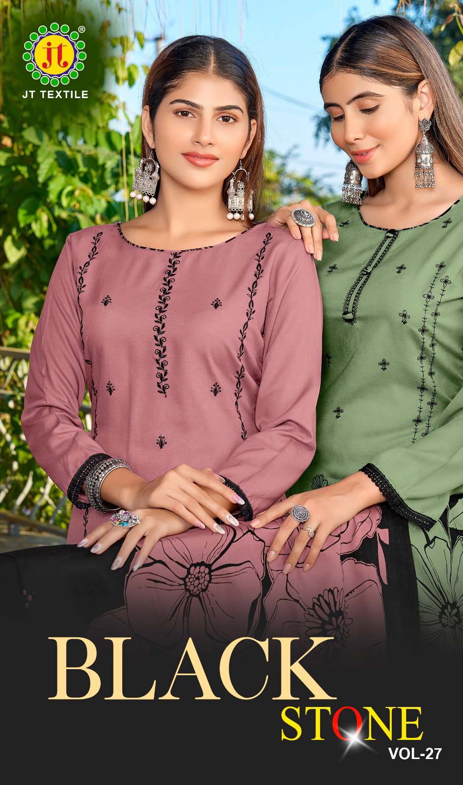Jt Black Stone Vol 27 Rayon Sequence Embroidery Dress Material Collection