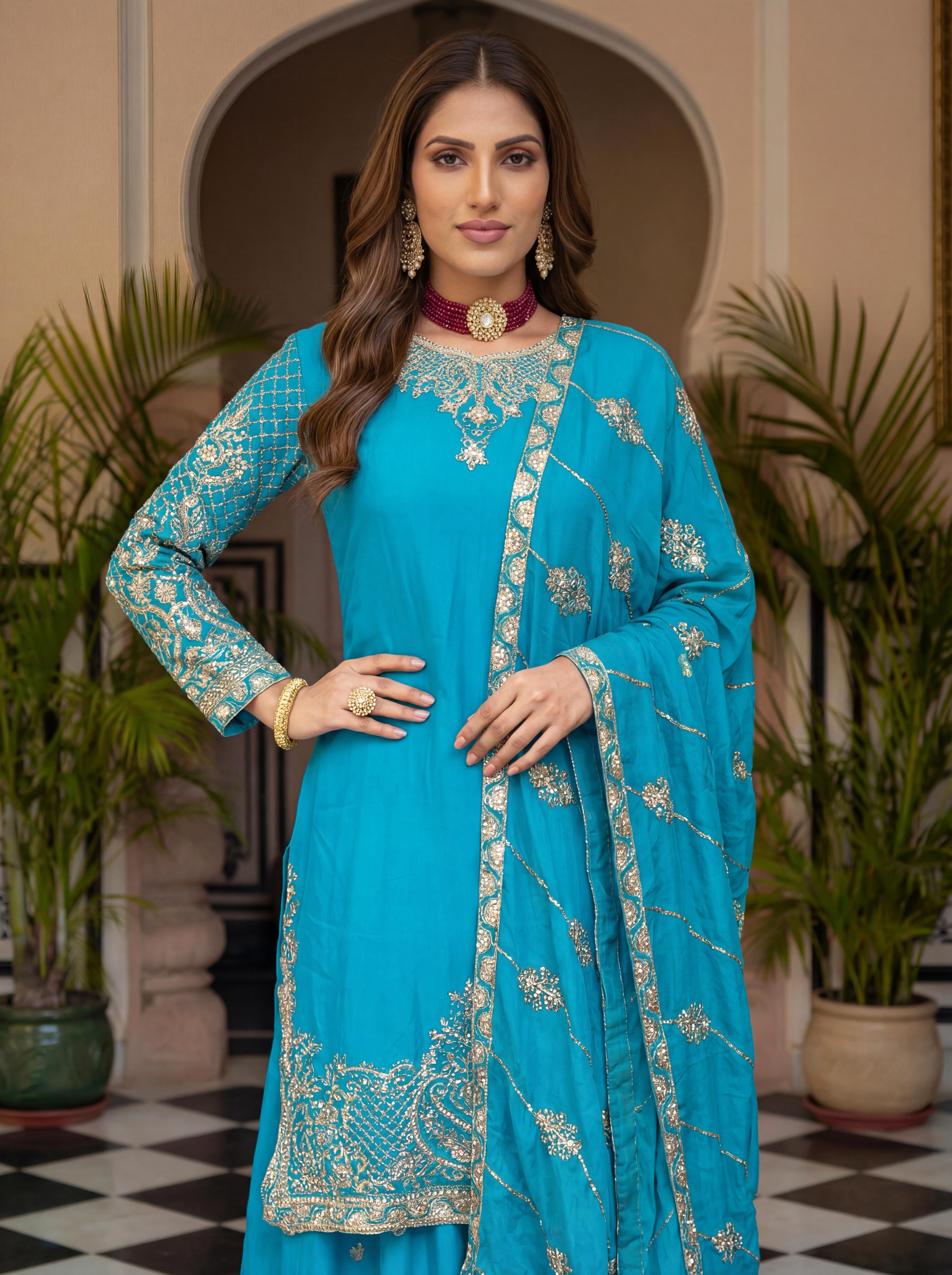 Dv Designer Dress Festive Style With These Stunning Embroidered Sharara Suits Collection 