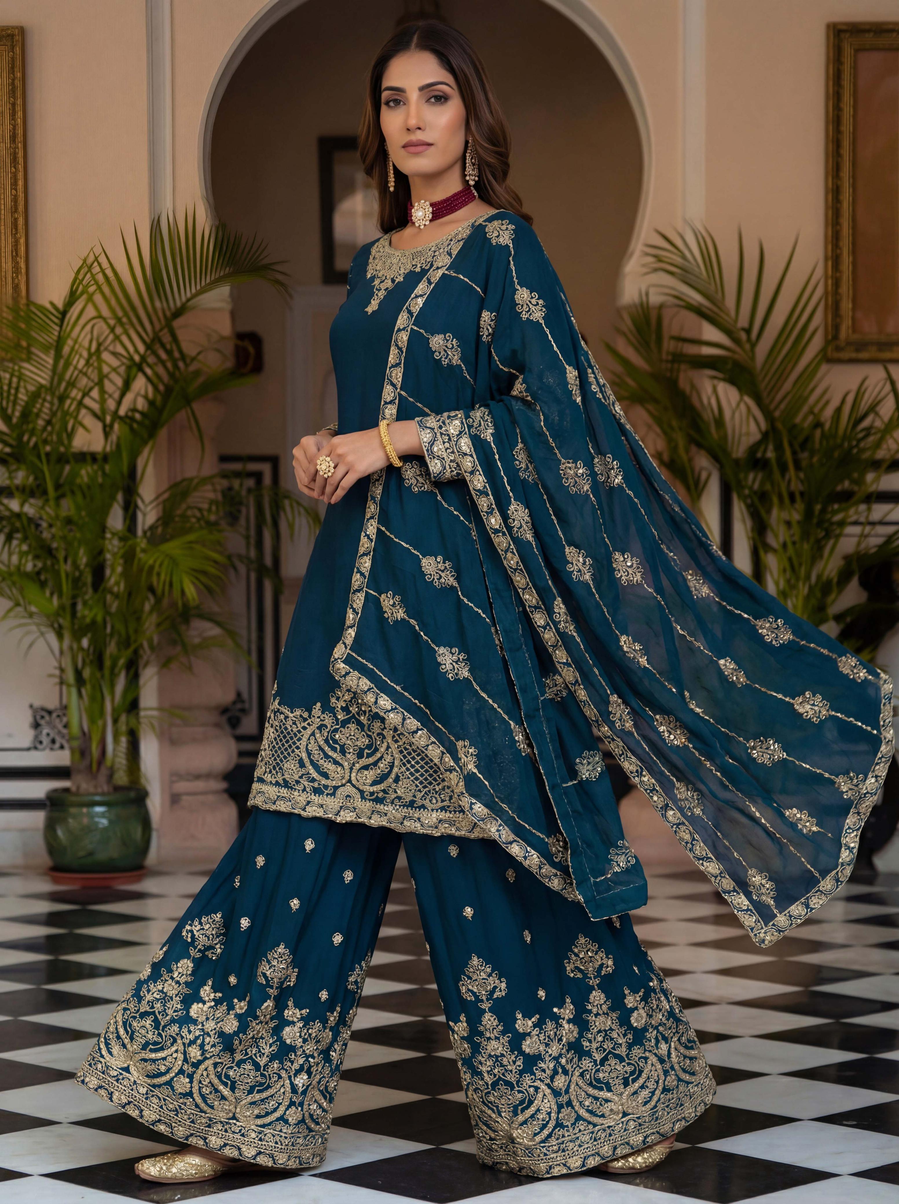Dv Designer Dress Festive Style With These Stunning Embroidered Sharara Suits Collection 