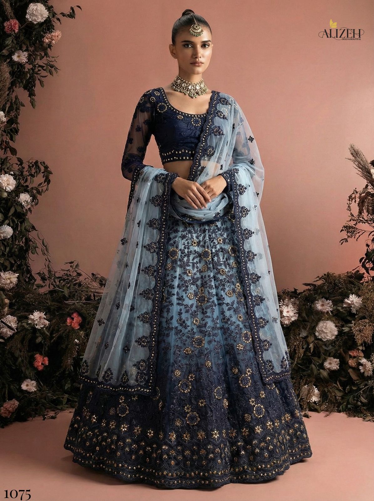 Alizeh Bridal Heritage Colours 1075 Butterfly Net Designer Lehenga Choli Collection