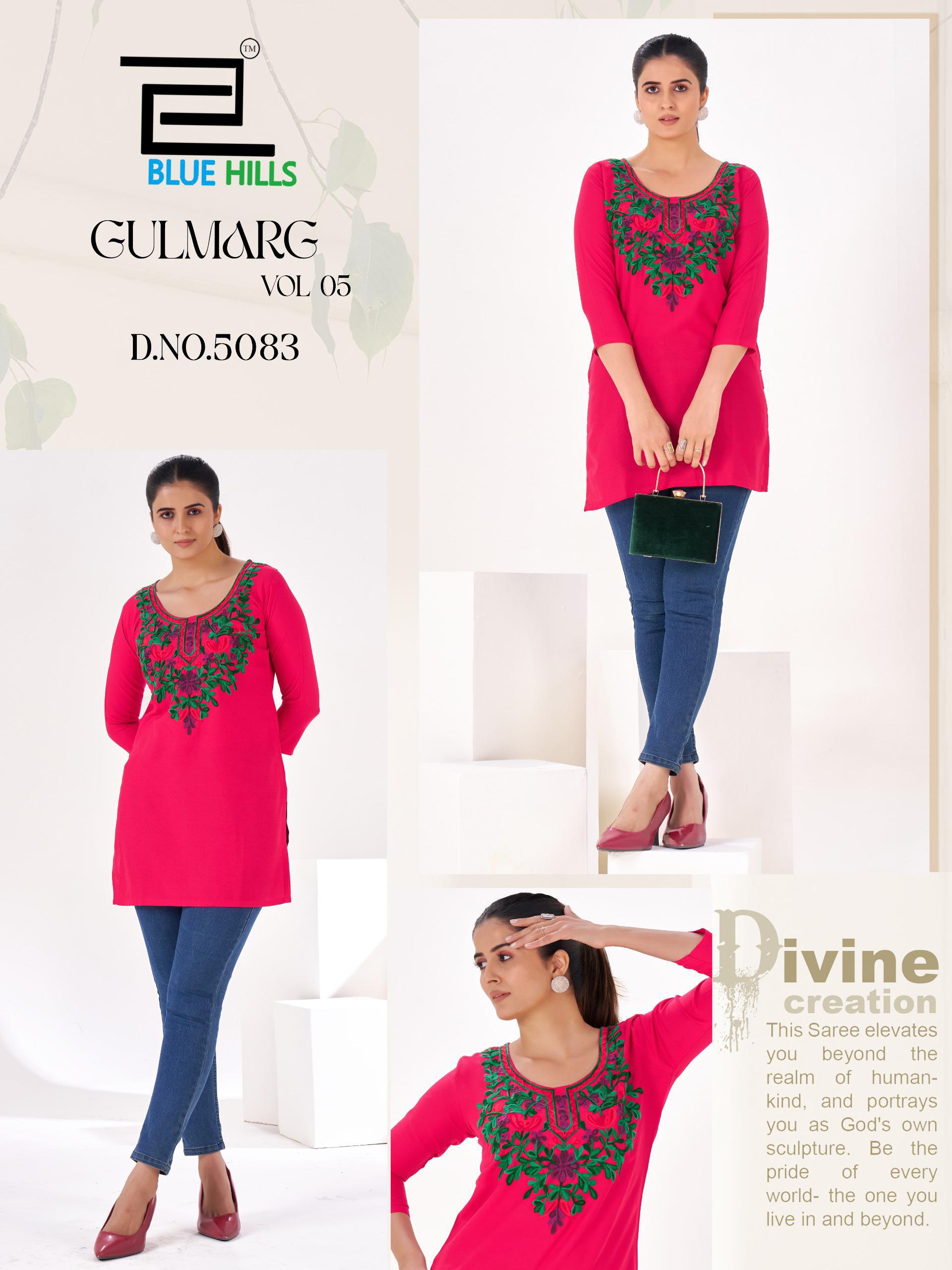Blue Hills Gulmarg Vol 5 Rayon Thread Work Top Collection